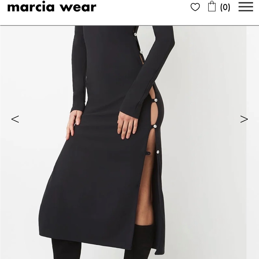 Marcia Wear Black Midi Dress with Side Buttons